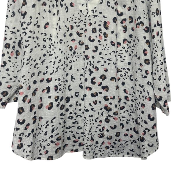Van Heusen Animal Print Blouse Shirt Womens XXL Black White New 3/4 Sleeves - Picture 4 of 10